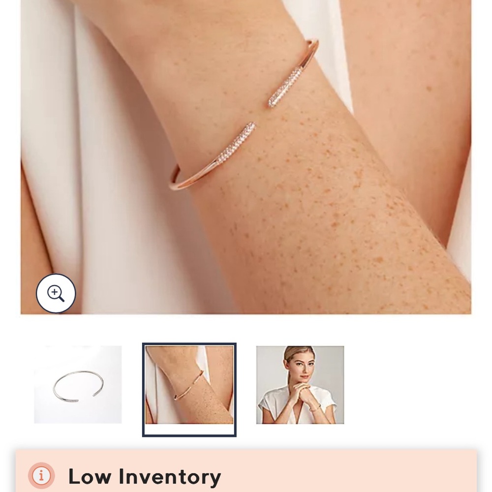 Diamonique Slim Open Bangle, 18K Gold Clad